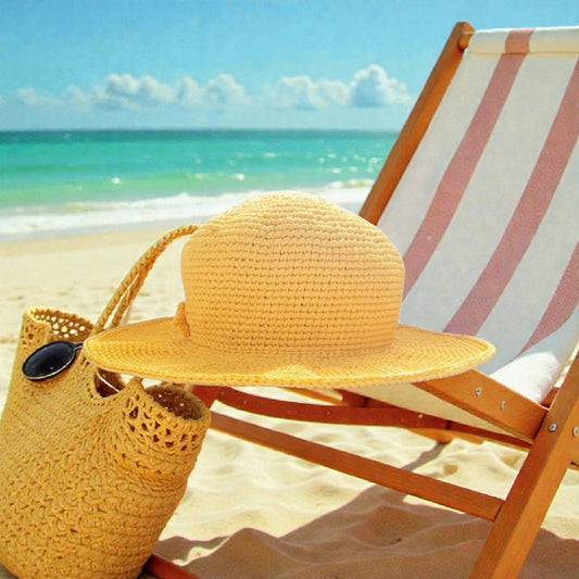 Yellow Crocheted Raffia Sunhat
