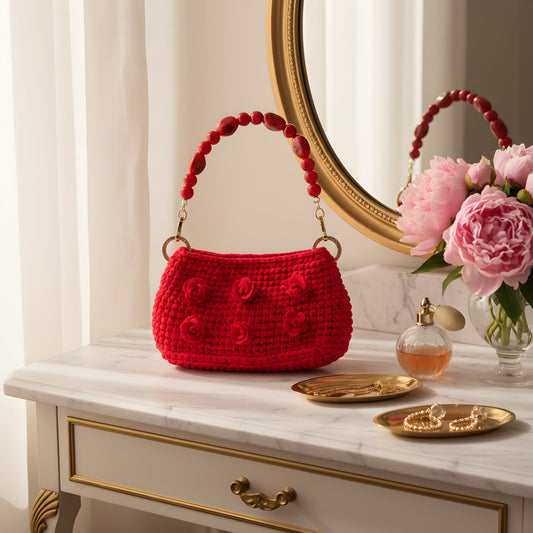 Handmade Sweetheart  Red Crochet  Bag