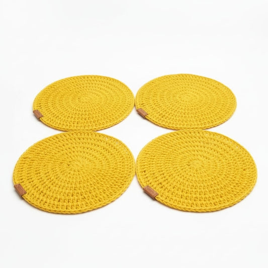 Handwoven Large Yellow Raffia Table Placemat |African Artisan Table Deco